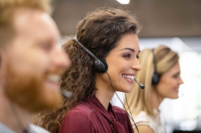 a woman in a call center