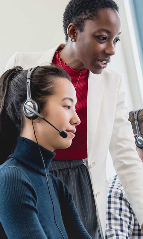 employees in a call center